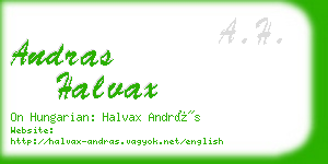 andras halvax business card